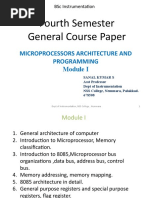 Fourth Semester General Course Paper: Microprocessors Architecture and Programming