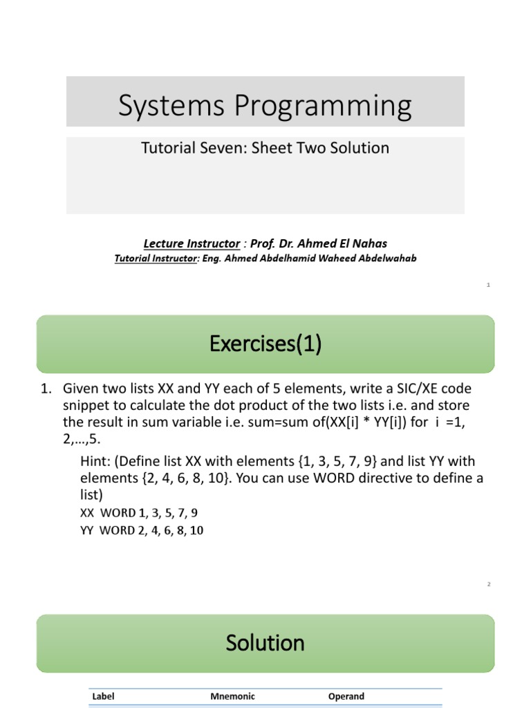 SIC/XE Systems Programming Exercises | PDF | Software Development ...
