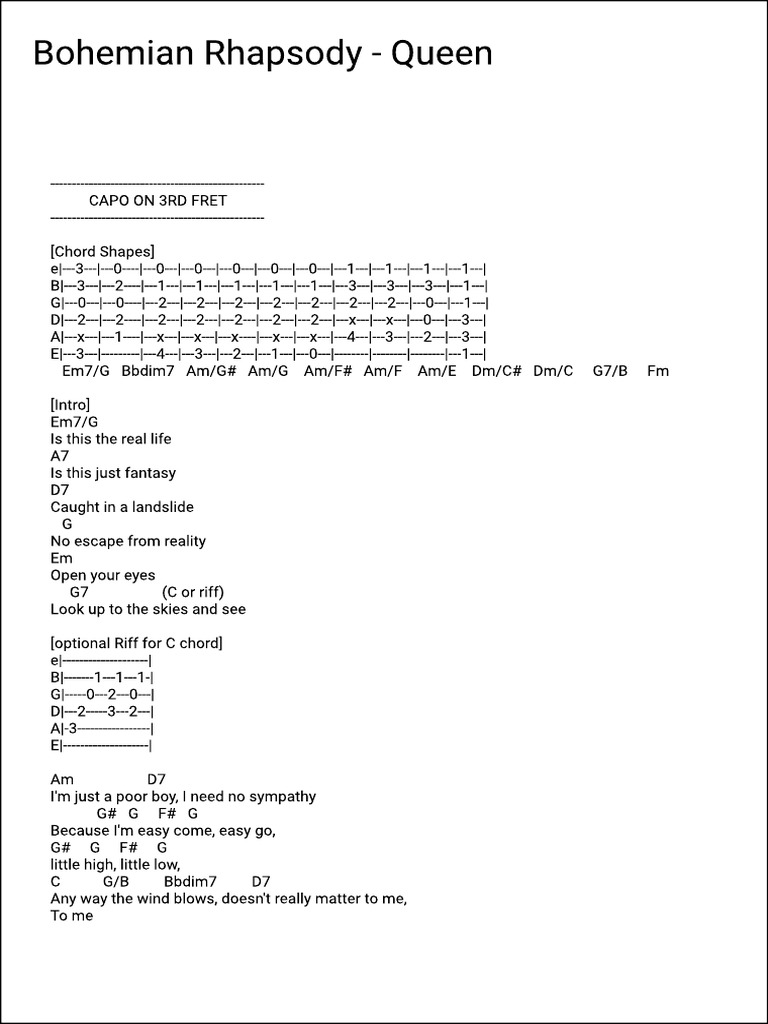 Bohemian Rhapsody - Queen | PDF
