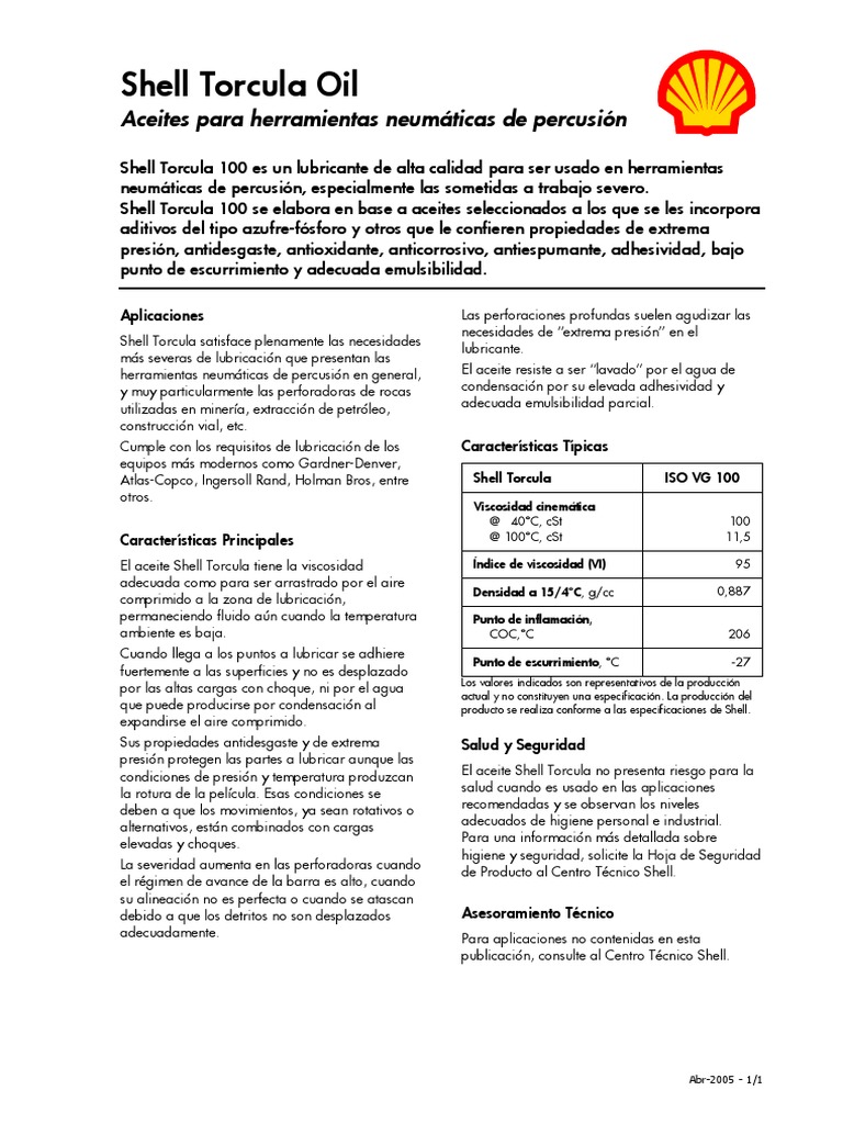 Torcula 100 Datos Tecn | PDF | Lubricante | Petróleo