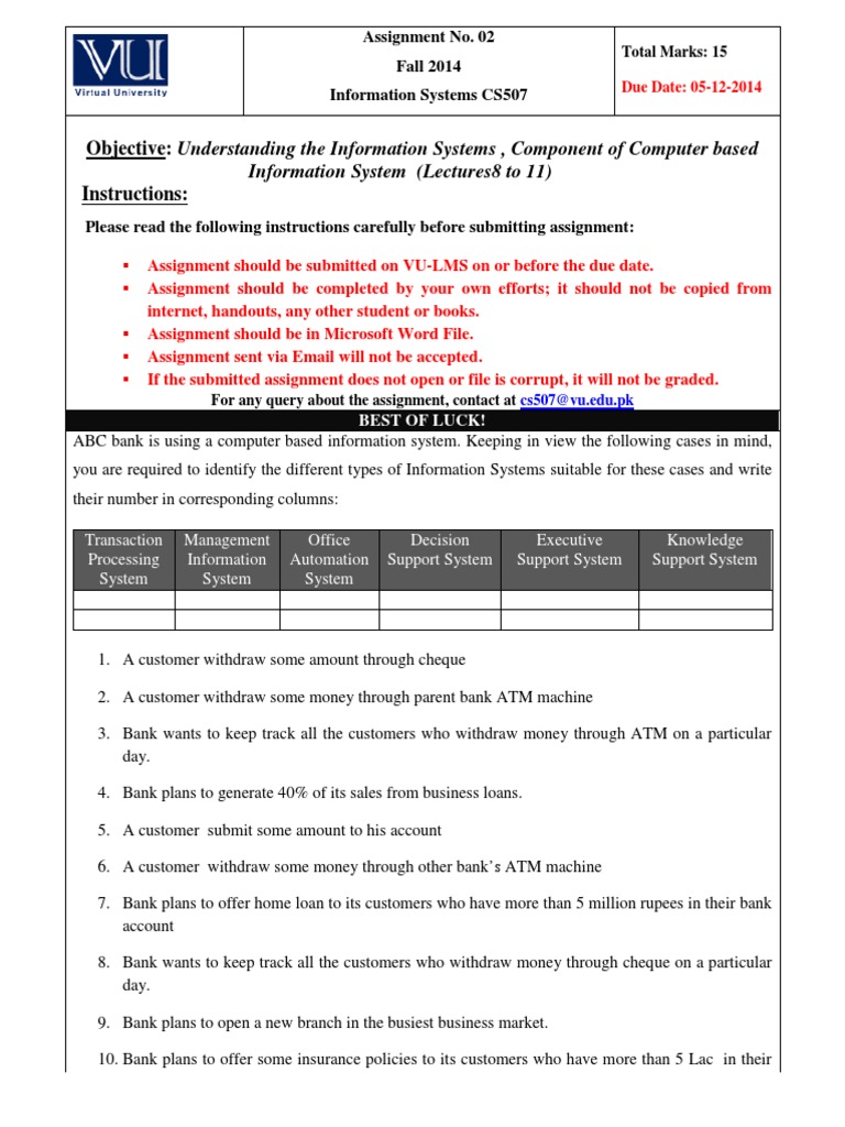 Information Systems Assignment CS507 | PDF | Automated Teller Machine ...