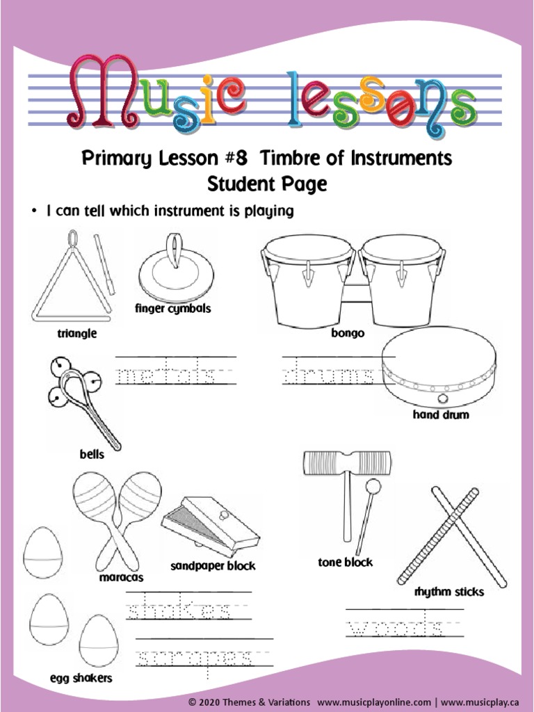Timbre Lesson Plan PDF Entertainment (General)