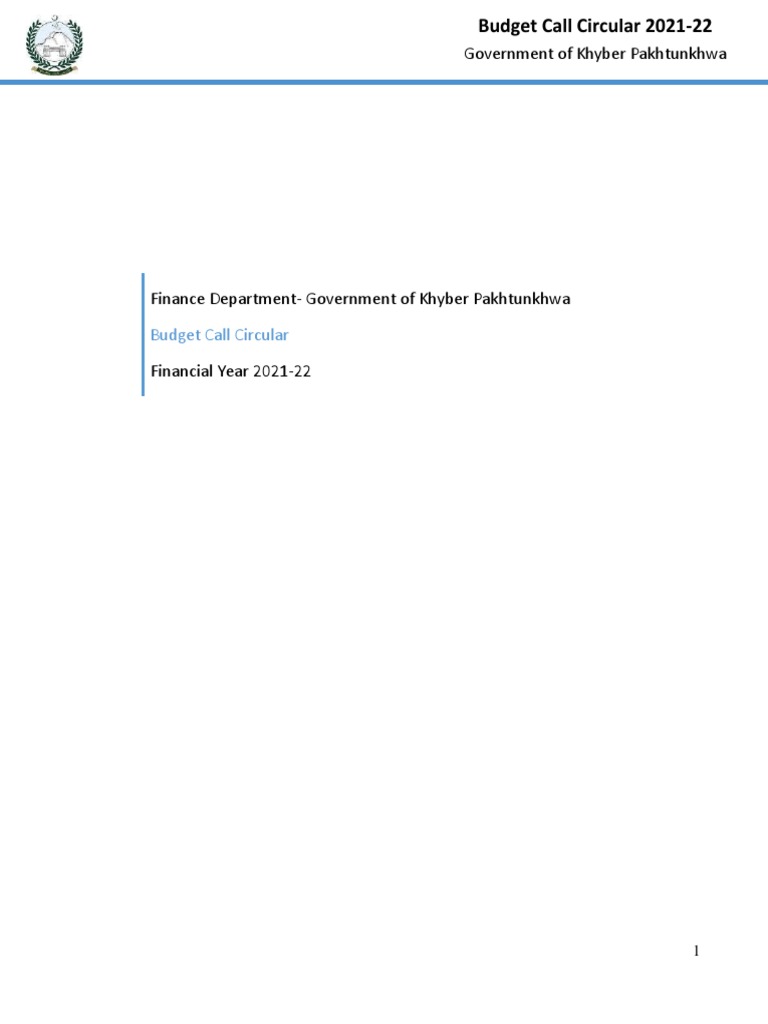 Khyber Pakhtunkhwa Budget Call Circular 2021-22 | PDF | Procurement ...