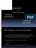 Assignment ON Swot Analysis: Submitted To: Bimal Rajbanshi Submitted By: Sonu Gyawali