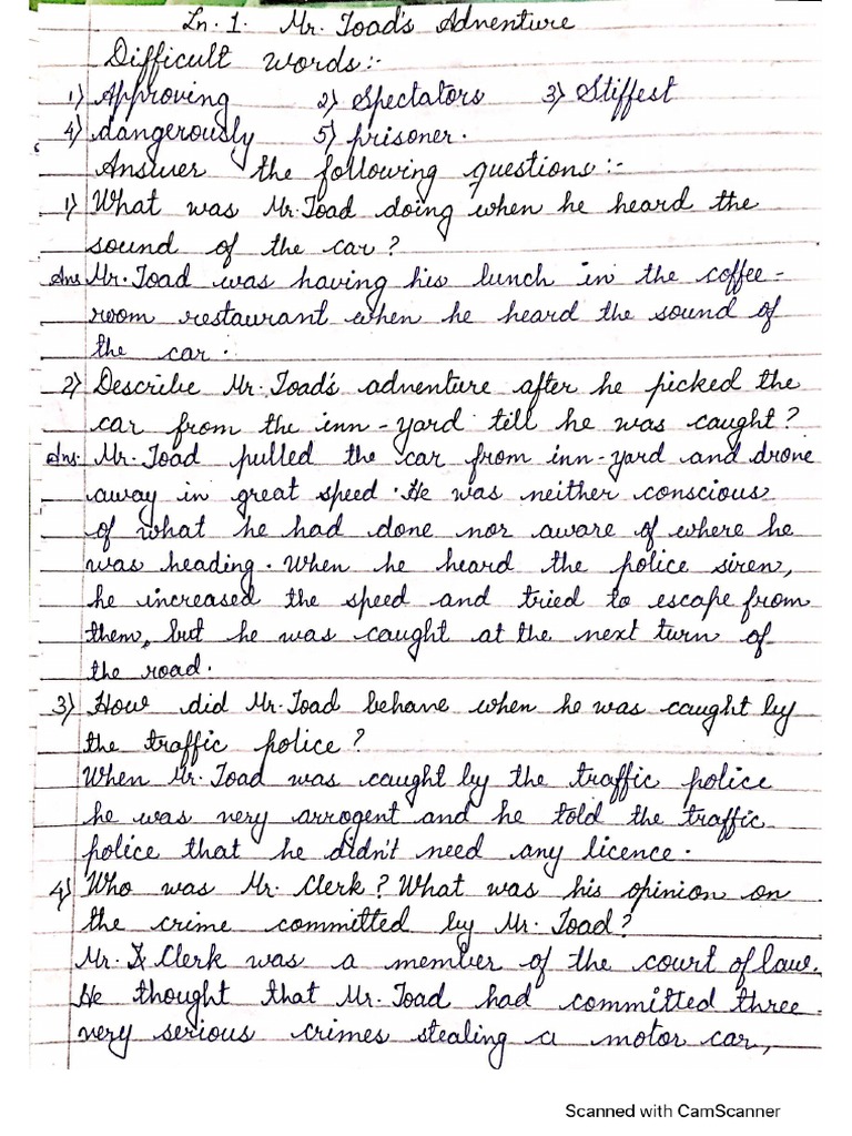 Class Vi English Chapter 1 Answer Key 1 | PDF