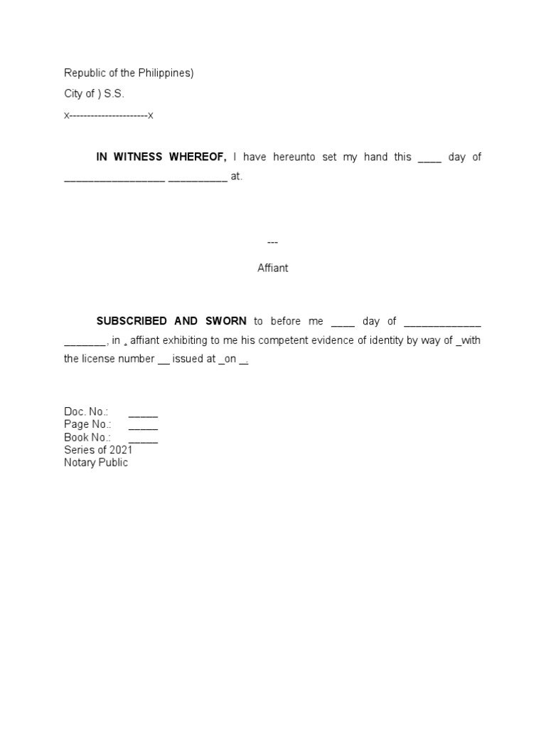 Sample Notarized Document Philippines | PDF | Law