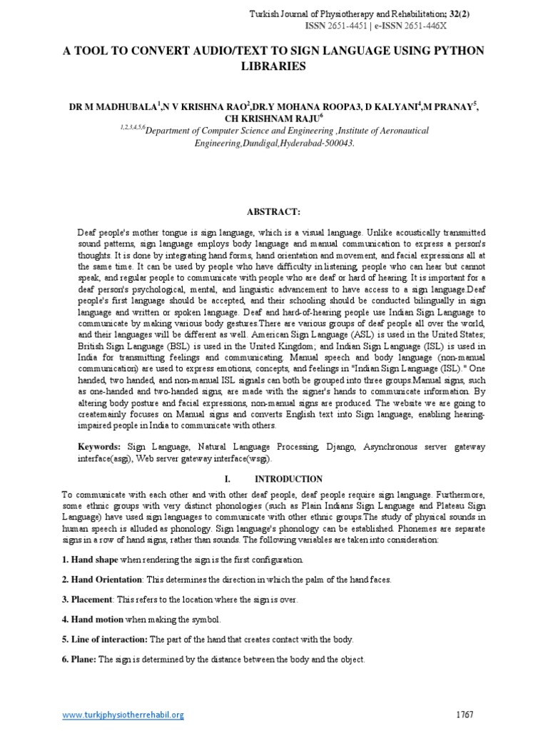 A Tool To Convert Audio/Text To Sign Language Using Python Libraries ...