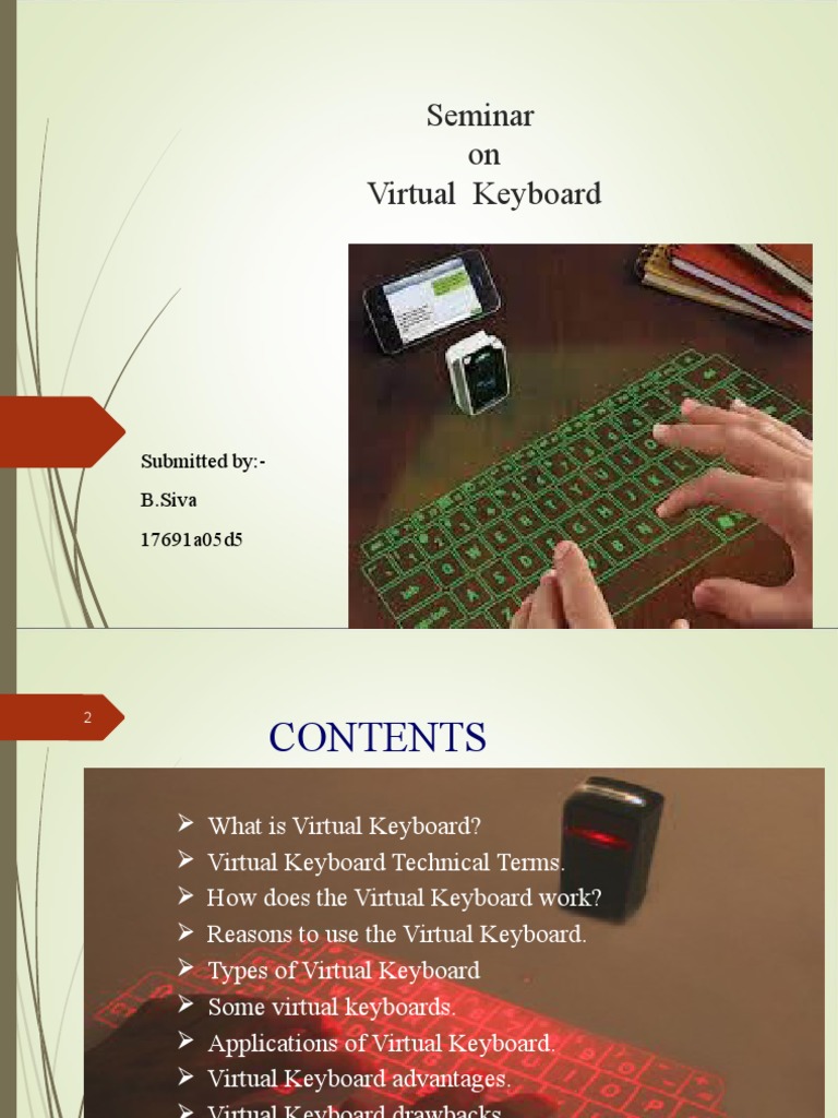 Seminar On Virtual Keyboard: Submitted by:-B.Siva 17691a05d5 | PDF ...