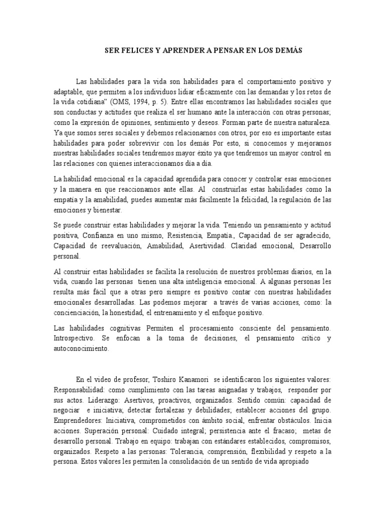 Habilidades Sociales y Emocionales en Educación | PDF | Empatía | Las ...