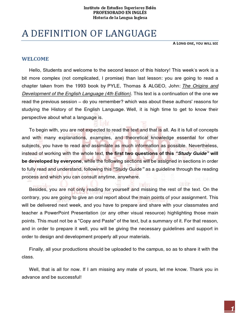 English Language History Study Guide | PDF | Word | Communication