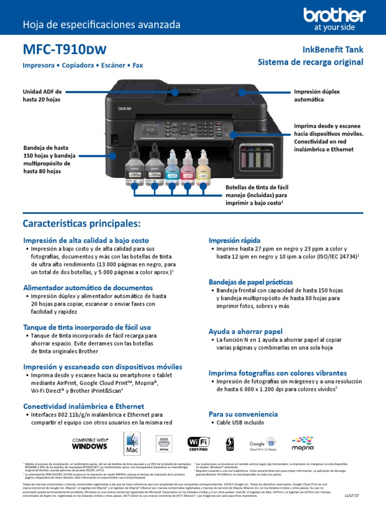 Multi Brother DCP t910w Compressed | PDF | Impresora (Computación) | Mac OS