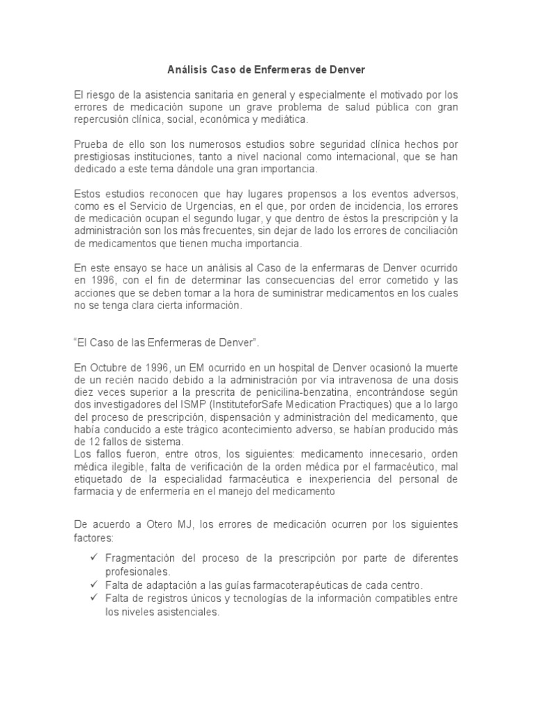 Análisis Caso de Enfermeras de Denver | PDF | Medicamentos con receta ...