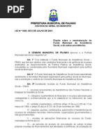 Lei Municipal - Palmas - 1020, de 05 de julho de 2001 - Dispõe sobre o Fundo Municipal de Assistencia Social