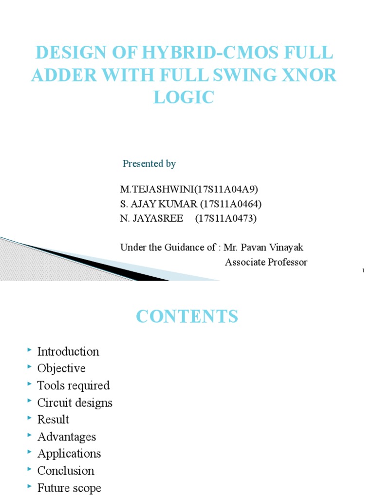 Hybrid-CMOS Full Adder Design | PDF | Logic Gate | Electronic Circuits