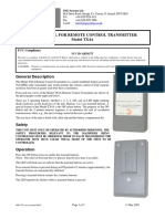 User Manual For Remote Control Transmitter Model TX4A: FCC Compliance