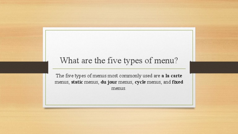 What Are The Five Types of Menu | PDF