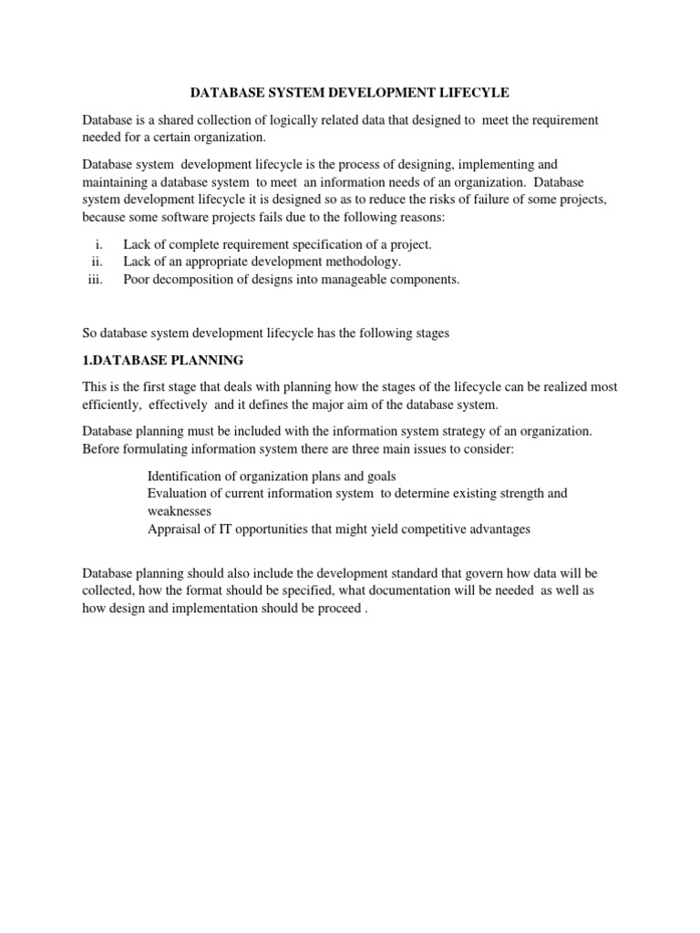 DATABASE SYSTEM DEVELOPMENT LIFECYLE Summary | PDF | Conceptual Model ...