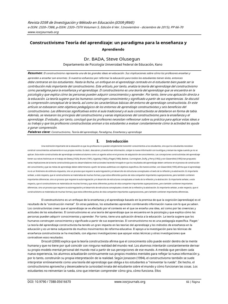 Teoria Costructivista - En.es | PDF | Constructivismo (filosofía de la ...