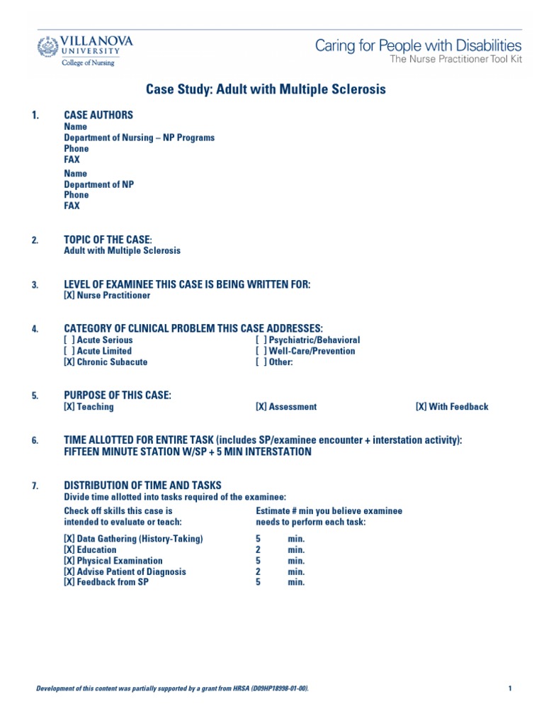 Case Study Multiple Sclerosis PDF Physical Examination Multiple