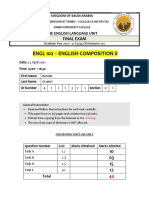 Engl 102 - Final Exam 20 - 2