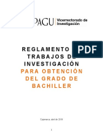 Reglamento de Trabajos de Investigación para Obtención Del Grado de Bachiller