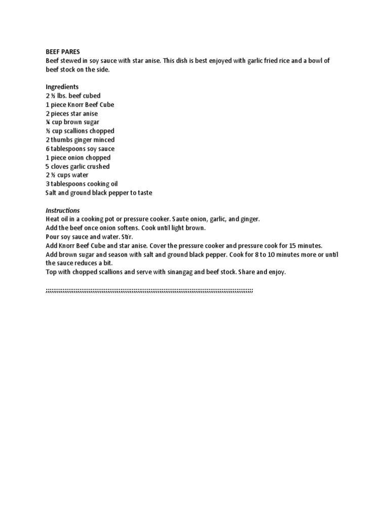 Beef Pares Instructions PDF