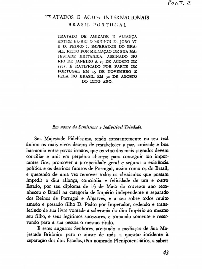 Portuagal - Tratado - Paz, Amizade e Aliança | PDF