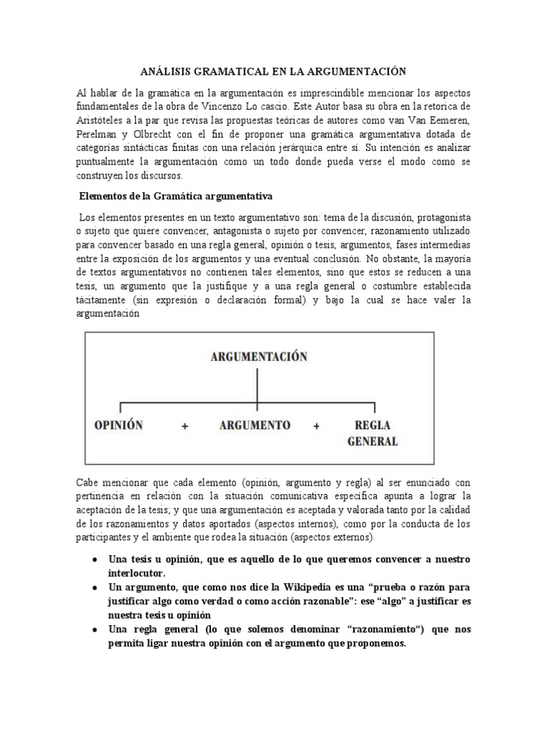 Análisis Gramatical en La Argumentación | PDF | Argumento | Lingüística