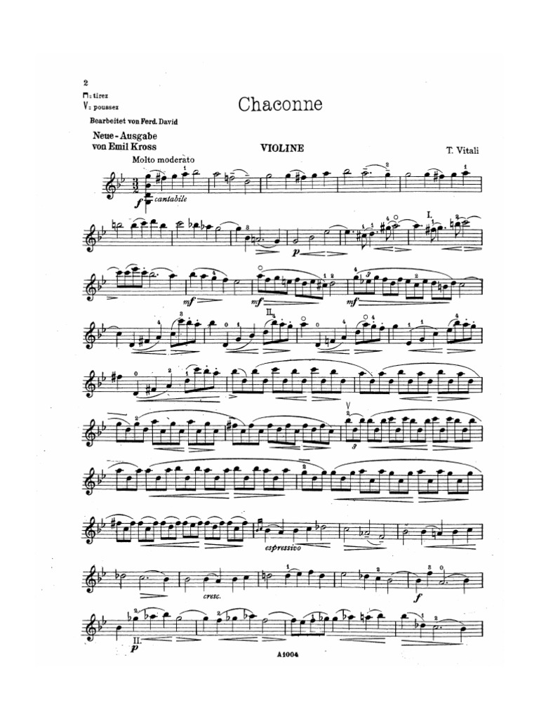 Vitali (Kross) - Chaconne (Violín) | PDF