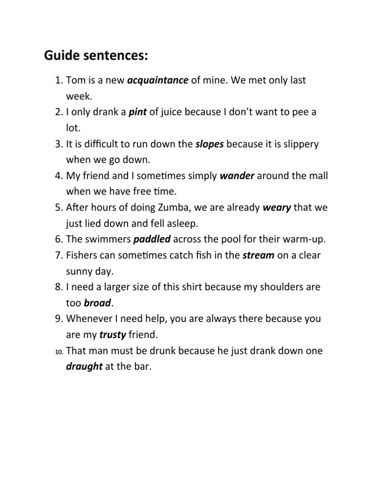 Examples of Sentence Usage | PDF