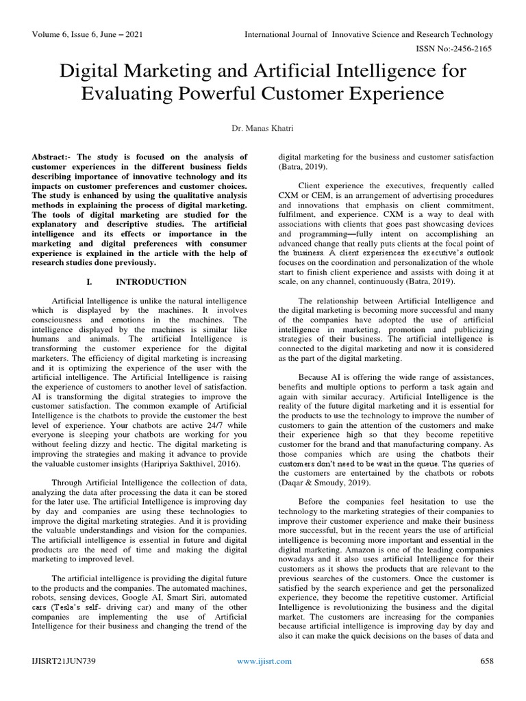 AI in Digital Marketing: Enhancing CX | PDF | Customer Experience ...