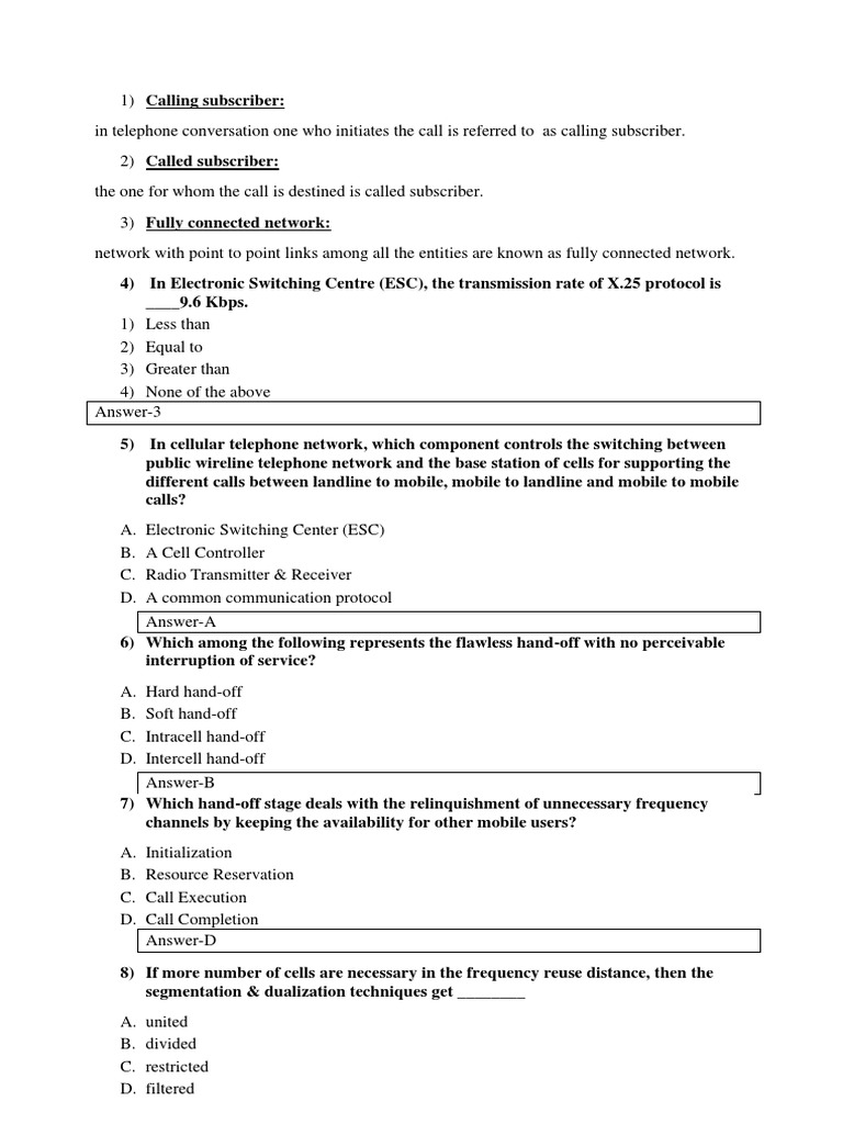 DSDN MCQ 123 PDF Packet Switching Computer Network