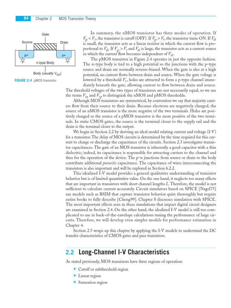 LongChannel IV Characteristics Chapter 2 MOS Transistor Theory PDF