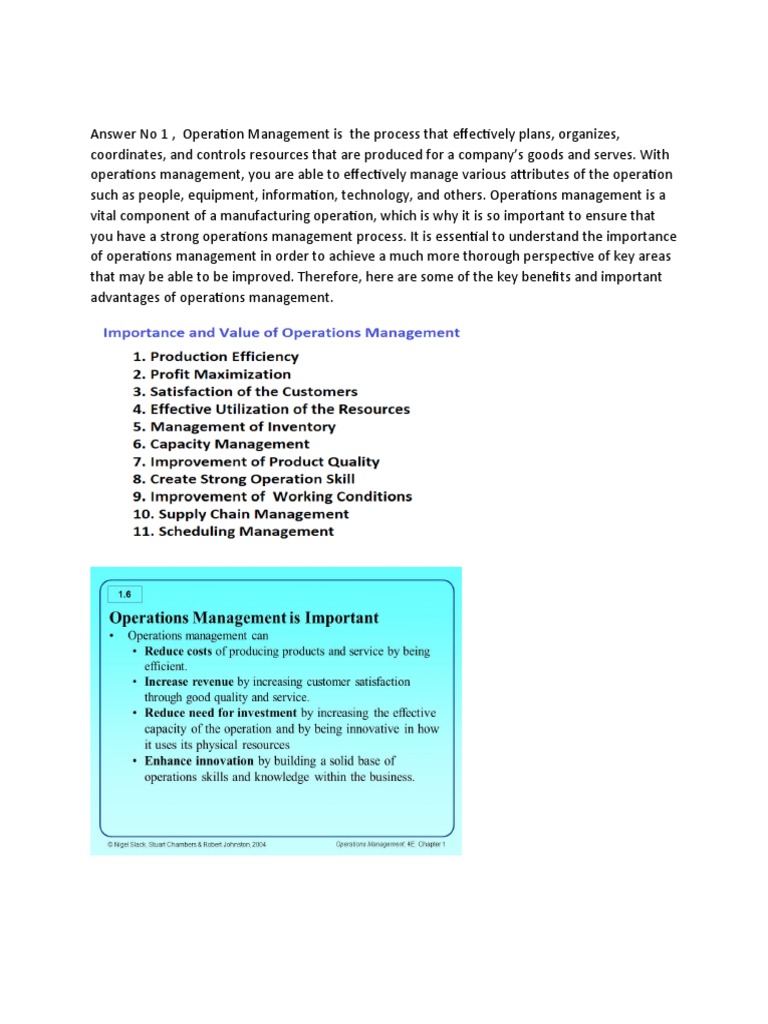 Operation Managemrnt Exam Answer | PDF | Operations Management | Marketing