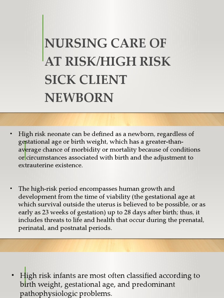 Nursing Care For High Risk Neonates | PDF | Diseases And