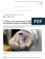 COVID-19: ¿Las Vacunas Que Se Utilizan en El País Son Efectivas Contra La Variante Delta Del Virus?