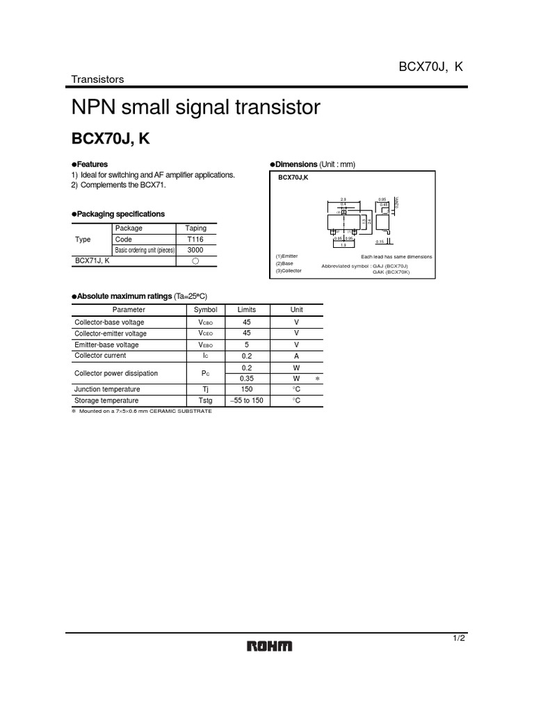 Ga Marking SMDNPN Transistor PDF Bipolar Junction Transistor