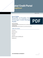 Republic of Zambia Assigned 'B+/B' Sovereign Credit Ratings Outlook Stable