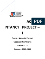 Accou Ntancy Project - 1: Name: Namrata Parvani Class: XII-Commerce Roll No.: 13 Session: 2018-2019
