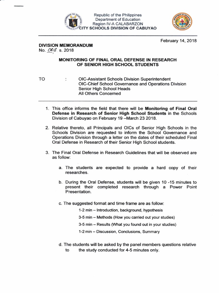 Final Oral Defense Monitoring Guidelines | PDF | Human Nature ...