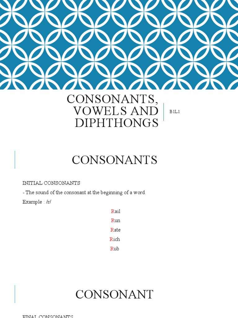 Consonants and Diphthongs Guide | PDF | Language Arts & Discipline