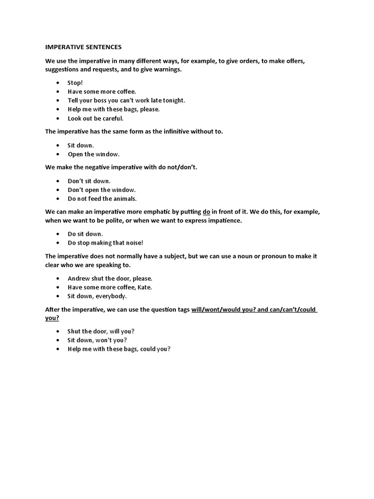 Understanding Imperative Sentences | PDF