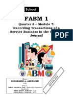 Fabm 1: Quarter 3 - Module 7: Recording Transactions of A Service Business in The General Journal