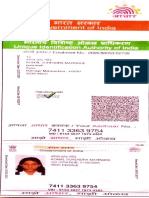 Aadhaar letter for Komal Surendra Mahindre