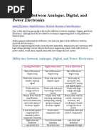 Difference Between Analogue, Digital, and Power Electronics