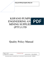 Engineering Mining Supplies Quality Policy Manual