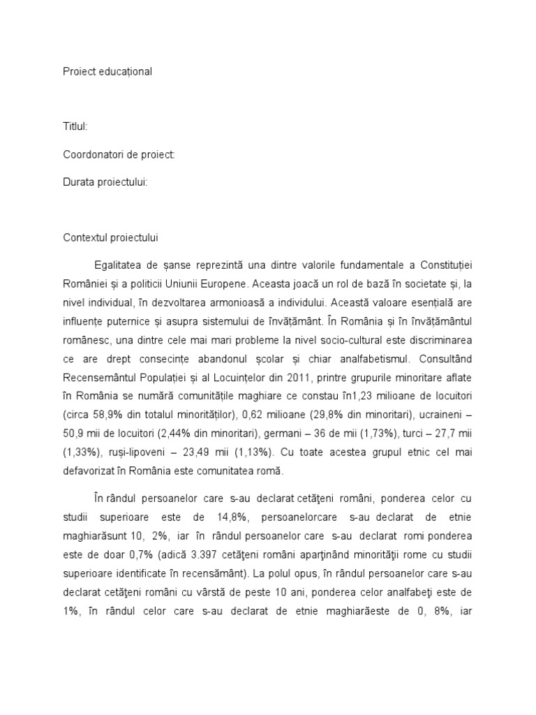 Proiect Educațional | PDF