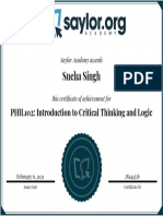 Sneha Singh: PHIL102: Introduction To Critical Thinking and Logic