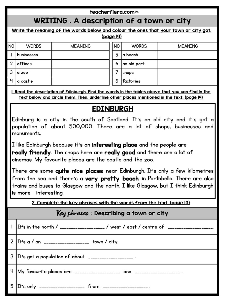 Unit 1 Worksheet 5 Writing PDF Adjective Noun