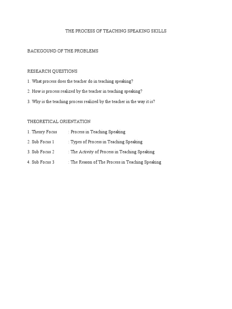 Teaching Speaking Skills Process Explained | PDF | Self-Improvement ...